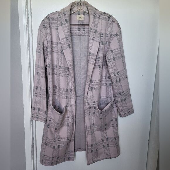 BLONDIE Apparel Pink Plaid Open-Front Cardigan - Picture 1 of 4